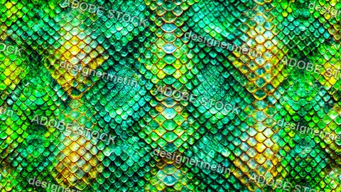 Vibrant Green Reptile Scales Seamless Pattern