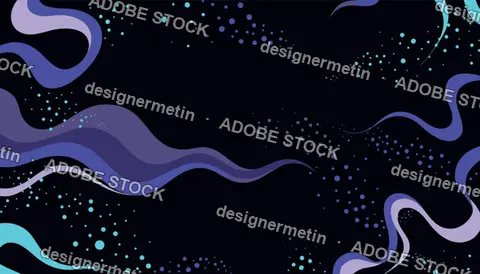 Abstract Purple Flowing Waves Teal Dots Black Space