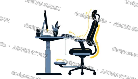 Flat Vector Design Ergonomic Remote Work Setup Guide