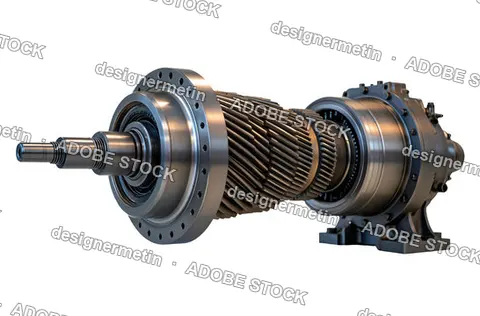 Industrial Gearbox Shaft Assembly Mechanical Gears, Isolated On Transparent Background, Png