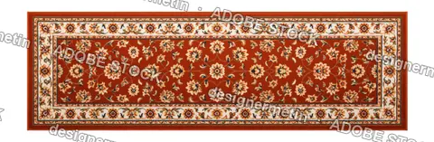 Traditional Floral Runner Rug Rectangular Pattern, Isolated On Transparent Background, Png