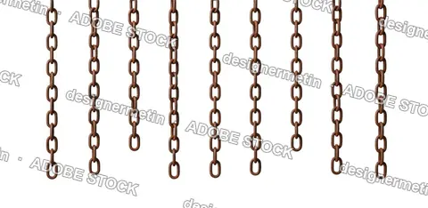 Rusty Metal Chains Hanging Vertically, Isolated On Transparent Background, Png