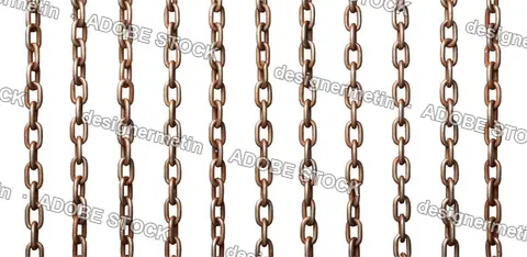Vertical Rusty Metal Chains Hanging, Isolated On Transparent Background, Png