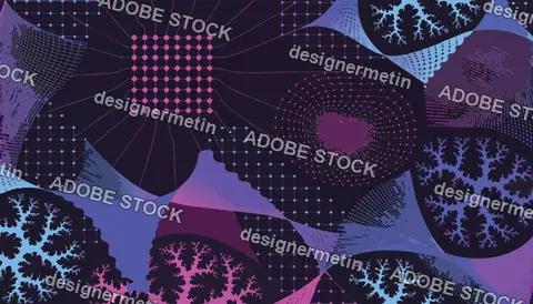 Abstract Fractal Neural Network Digital Vector Illustration