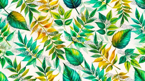 Watercolor Green And Yellow Leaves Seamless Pattern