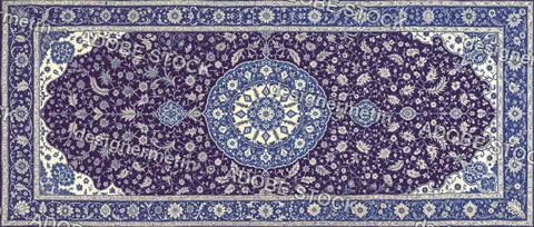 Ornate Traditional Persian Carpet Featuring An Intricate Floral Medallion And Arabesque Patterns In Navy Blue And Ivory For Luxury Interior Decor.