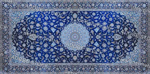 Elegant Blue Persian Rug Featuring An Intricate Central Medallion And Floral Arabesque Patterns Spread Across A Luxurious Silk Textile Background