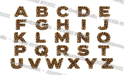 Leopard Print Alphabet Letters With Fluffy Fur Texture, Isolated On Transparent Background, Png