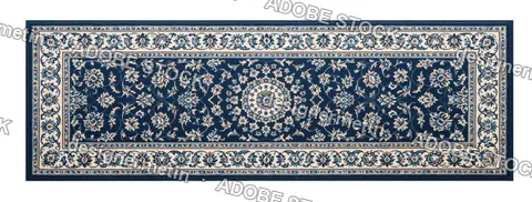 Traditional Blue Floral Runner Rug With Oriental Pattern For Home Decor, Isolated On Transparent Background, Png