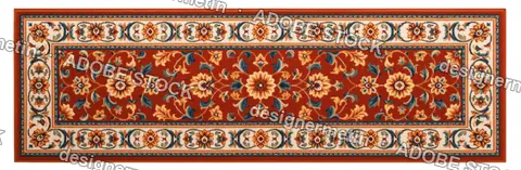 Traditional Red Floral Persian Carpet Runner With Ornate Patterns, Isolated On Transparent Background, Png