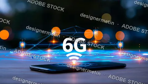 Futuristic 6g Network Technology Glowing On A Smartphone In A Dark Night Environment