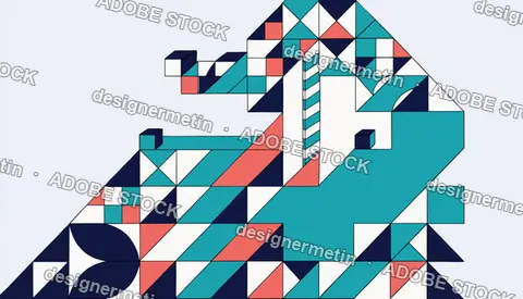 Abstract Geometric Vector Illustration With Colorful Triangles And Cubes