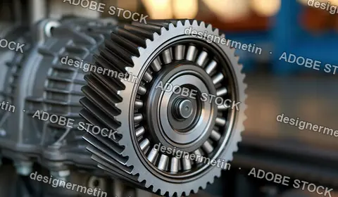 Industrial Metal Gear And Ball Bearing Assembly In Mechanical Workshop