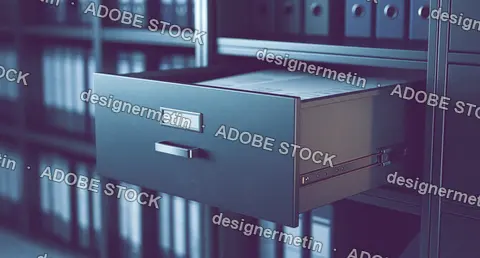 Open Filing Cabinet Drawer In Modern Office Archive