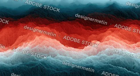 Layered Red White And Blue Wave Bands, Abstract Textured Digital Background