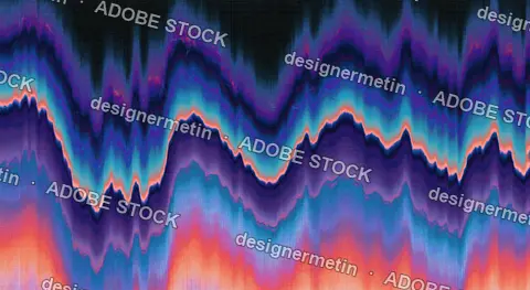 Purple And Blue Glitched Wave Texture With Neon Gradient Digital Background
