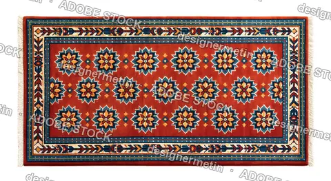 Burnt Orange Geometric Kilim Rug, Isolated On Transparent Background, Png