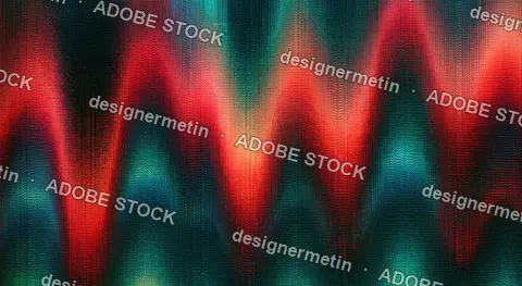 Abstract Wavy Red And Teal Distortion Glitch Texture On A Dark Digital Background