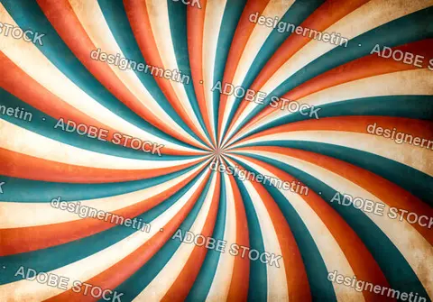 Vintage Red Cream And Teal Spiral Sunburst Background With Retro Texture