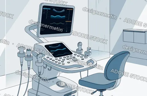 Medical Ultrasound Machine Vector Illustration In A Clinical Examination Room