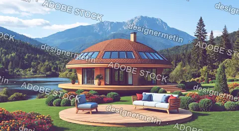 Eco-Friendly Dome House With Luxury Patio Overlooking A Mountain Lake Garden.
