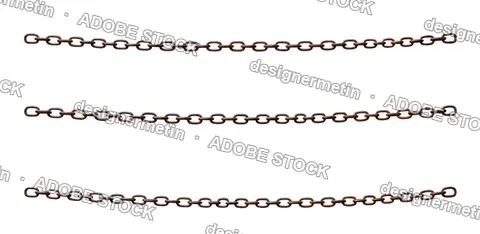 Three Horizontal Vintage Rusty Metal Chains With Weathered Links, Isolated On Transparent Background, Png