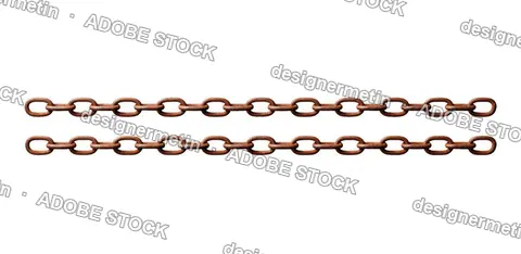 Two Horizontal Rusty Metal Chains With Weathered Texture, Isolated On Transparent Background, Png