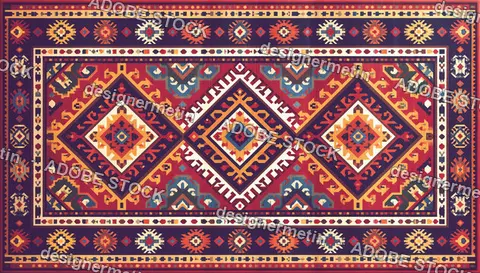 Traditional Kilim Rug With Colorful Geometric Tribal Patterns For Home Decor.