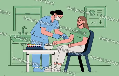 Medical Nurse Taking Blood Sample From Patient In Clinic Lab Vector Illustration