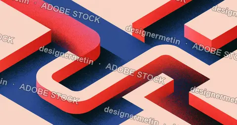 Isometric Learning Path Illustration With Colorful Connected Geometric Routes