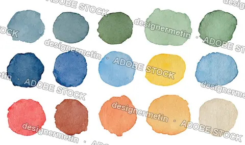 Watercolor Paint Circle Splashes Vector Illustration Isolated On Transparent Background