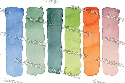 Vector Set Of Hand Painted Watercolor Vertical Brushes Isolated On Transparent Background