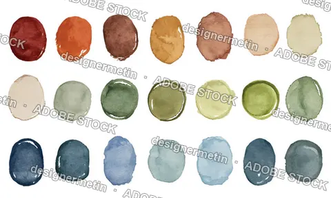 Hand Painted Watercolor Circle Vector Graphic Swatches On Transparent Background