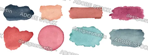 Vector Set Of Various Watercolor Paint Strokes And Circular Blobs In Earthy Tones