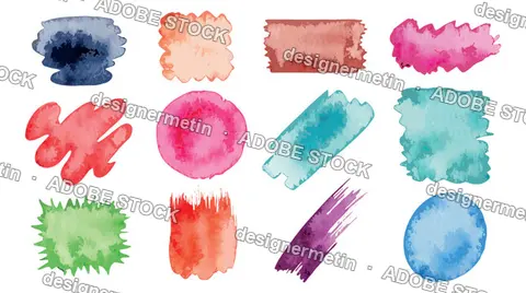 Vector Collection Of Colorful Watercolor Splashes And Brush Strokes
