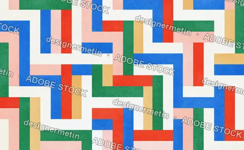 Modern Geometric Background With Colorful Interlocking Vector Zig Zag Shapes Pattern 