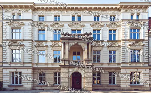Ornate Historic Building Facade Vector With Classical Stucco Ornaments In Berlin