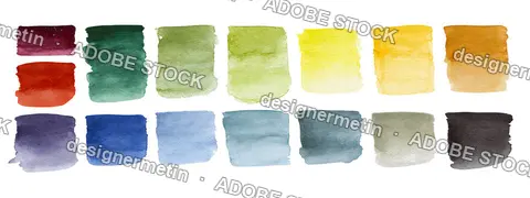 Hand-Painted Watercolor Color Palette Set With Artistic Paint Brush Strokes, Isolated On Transparent Background, Png