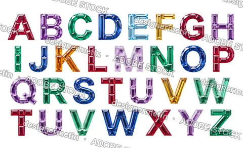 Colorful Faceted Jewelry Alphabet Letters Collection, Isolated On Transparent Background, Png