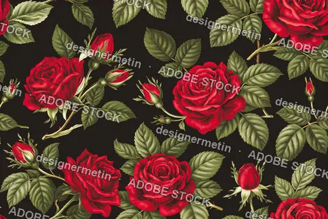 Red roses on black