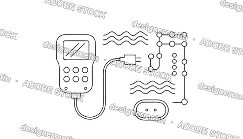 Handheld Electronic Measurement Device Vector With Signal Waves And Circuit Nodes
