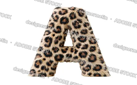 Fluffy 3d Letter A Made Of Realistic Leopard Fur Animal Print, Isolated On Transparent Background, Png