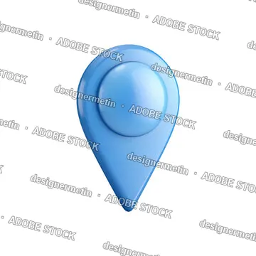 Blue Map Pin Icon With 3d Glassy Look, Rounded Location Marker Symbol, Isolated On Transparent Background, Png