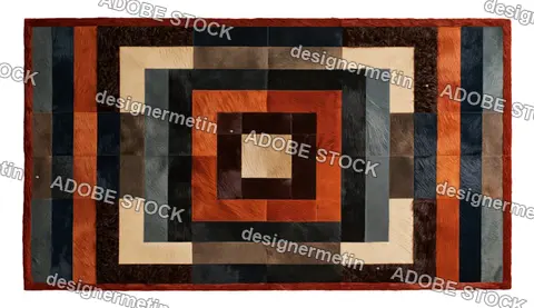 Geometric Quilt Pattern With Warm Orange Black Gray Squares, Isolated On Transparent Background, Png