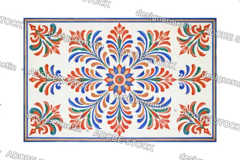 Hand-Painted Colorful Floral Ornament With Red, Blue, Green And Orange Swirls, Isolated On Transparent Background, Png