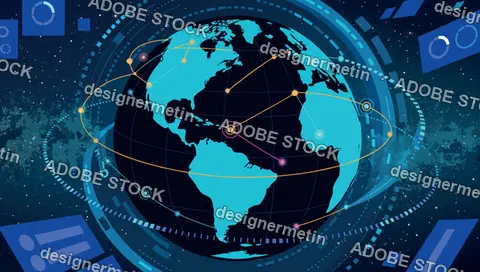 Global Network Connection Vector With World Map, Dots And Lines In Space Background