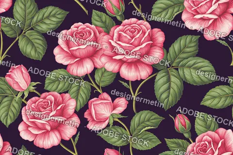 Pink roses on dark purple
