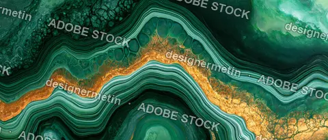 Green Malachite Marble Texture With Gold Veins For Luxury Background Design