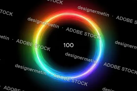 Vibrant Multicolor Light Ring With Glowing Circular Trails On Black Background