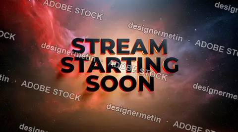 3d Render Of  "Stream Starting Soon" Text On A Futuristic Space Nebula Background
